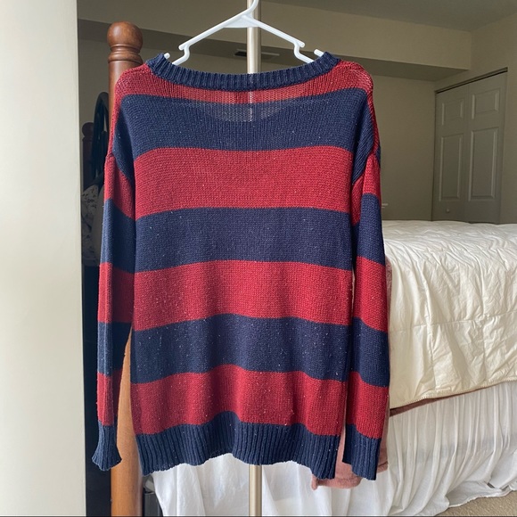 Forever 21 Red and Navy Blue Striped Sweater - Picture 2 of 3